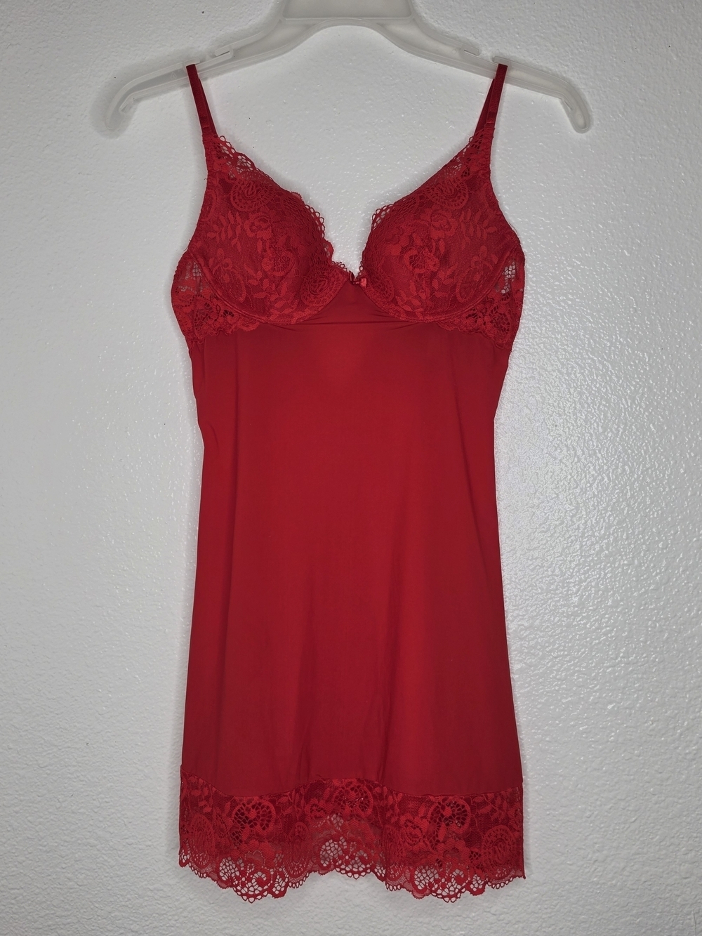 Victoria’s Secret Red Lace Babydoll Lingerie 34B Slip Nightdress
